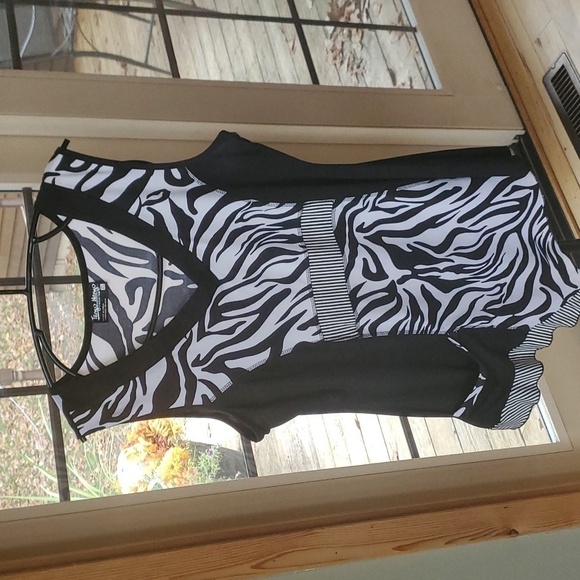 Tango Mango Collection Vneck Zebra Stripes Long Sleeveless Sz. XL Tunic - Picture 1 of 11